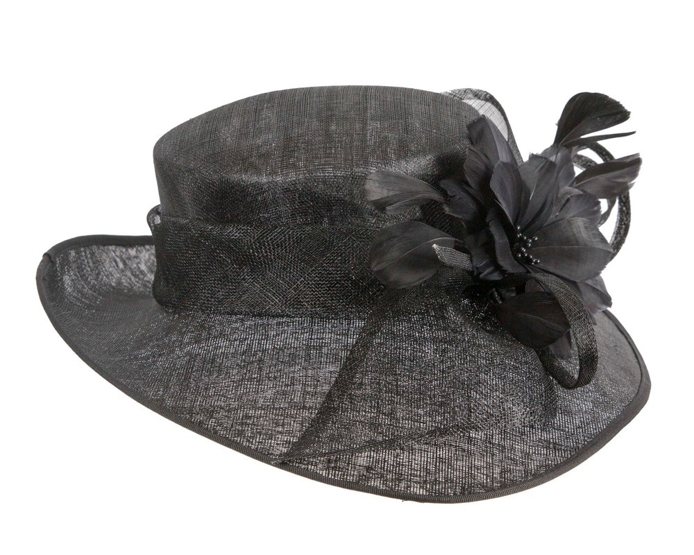 Black sinamay fashion hat by Max Alexander - Fascinators Online Black sinamay fashion hat by Max Alexander - Image 4