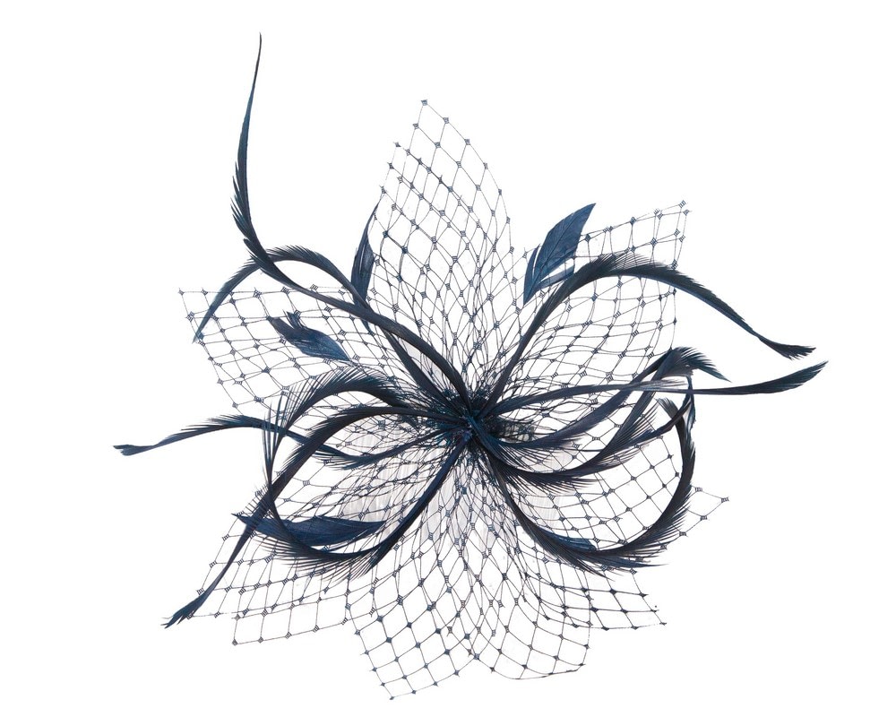 Fascinators Online - Custom made navy fascinator by Cupids Millinery