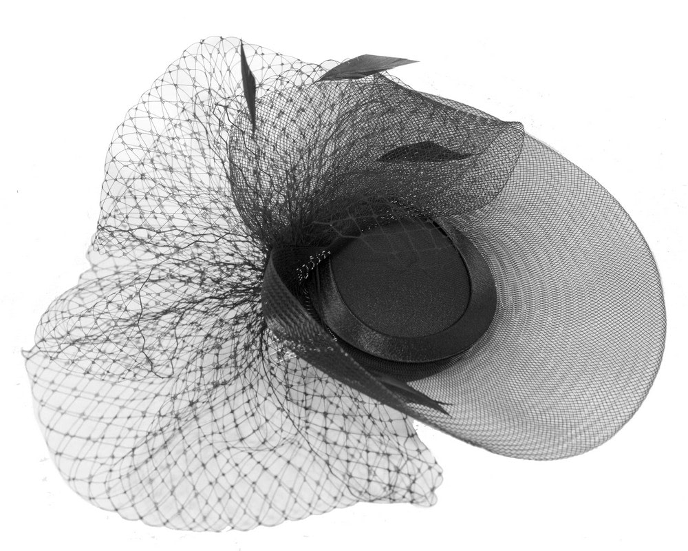 Black custom made cocktail hat - Fascinators Online Black custom made cocktail hat - Image 3