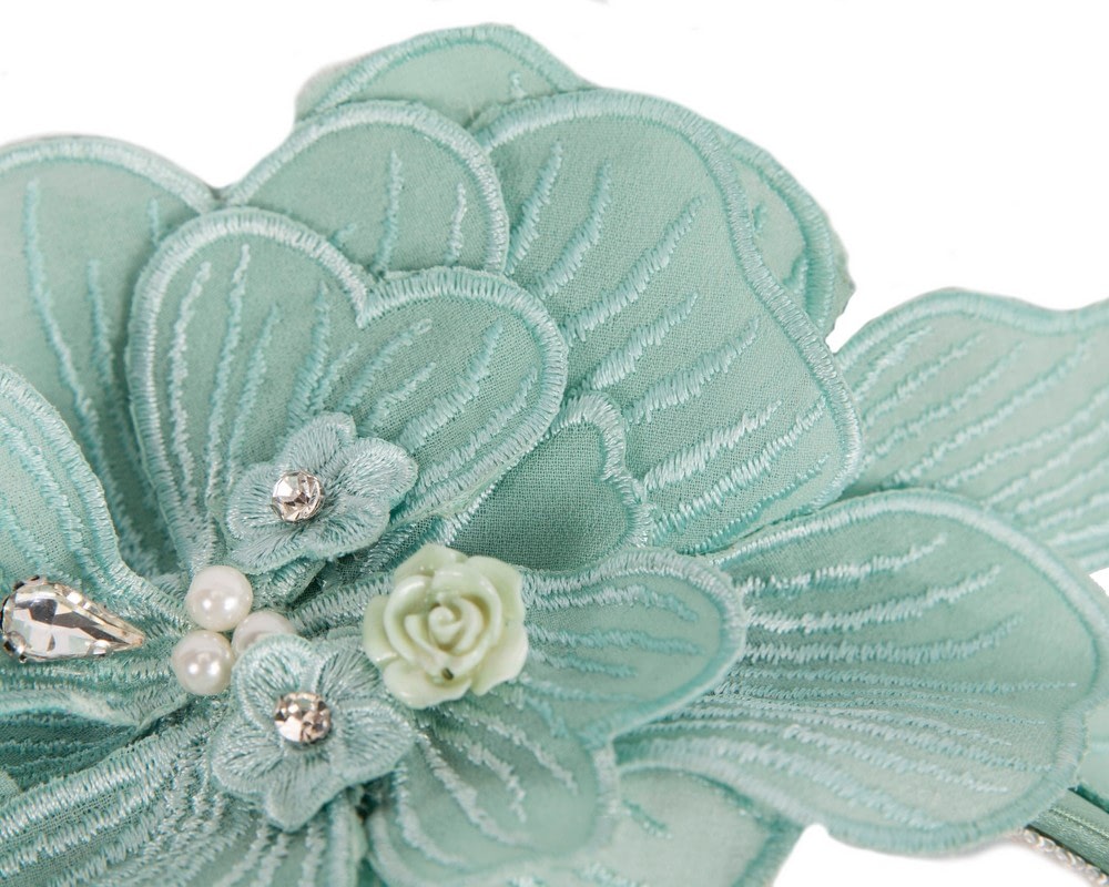 Mint flower headband fascinator by Max Alexander - Image 3