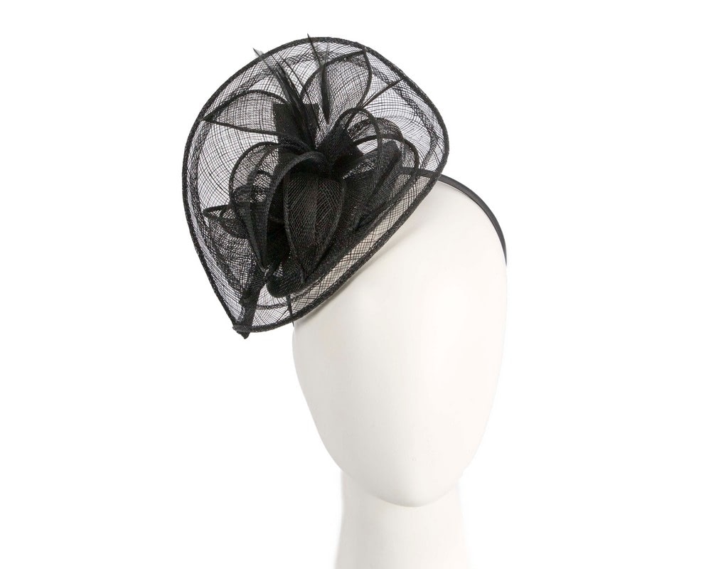 Fascinators Online - Max Alexander Chic Black Sinamay Flower Fascinator