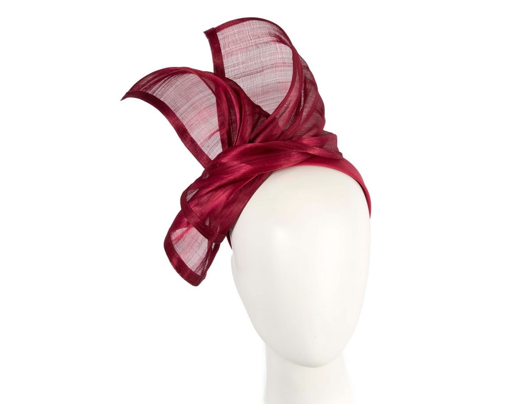 Fascinators Online - Burgundy wine twists of silk abaca fascinator by Fillies Collection
