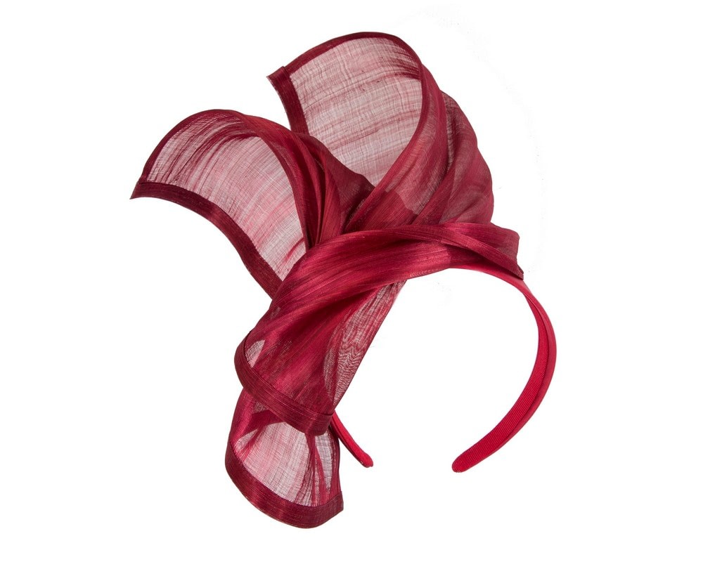 Fascinators Online - Burgundy wine twists of silk abaca fascinator by Fillies Collection
