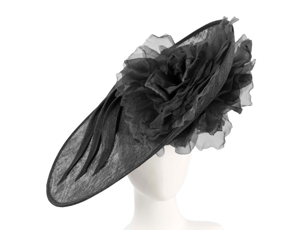 Fascinators Online - Large black plate racing fascinator by Fillies Collection