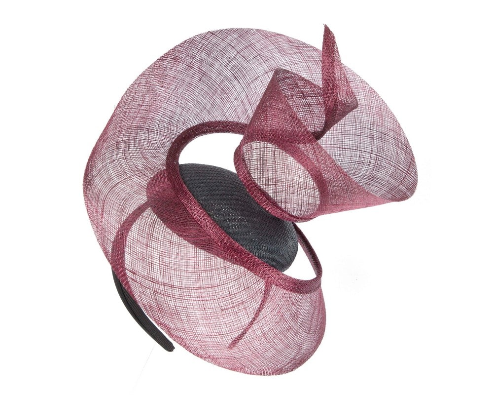 Fascinators Online - Bespoke navy & wine sinamay racing fascinator by Fillies Collection