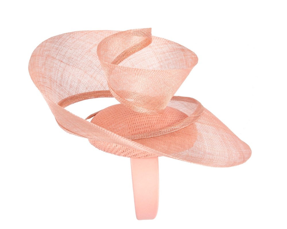 Bespoke coral sinamay racing fascinator by Fillies Collection - Fascinators Online Bespoke coral sinamay racing fascinator by Fillies Collection - Image 4