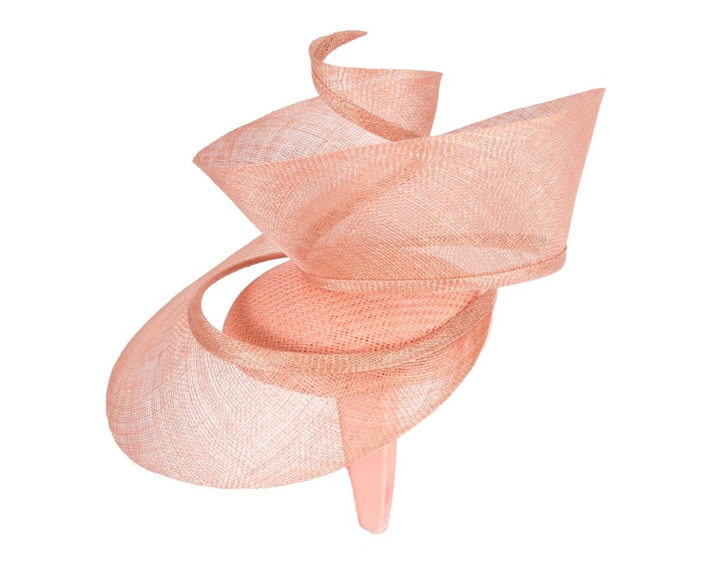 Bespoke coral sinamay racing fascinator by Fillies Collection - Fascinators Online Bespoke coral sinamay racing fascinator by Fillies Collection - Image 3