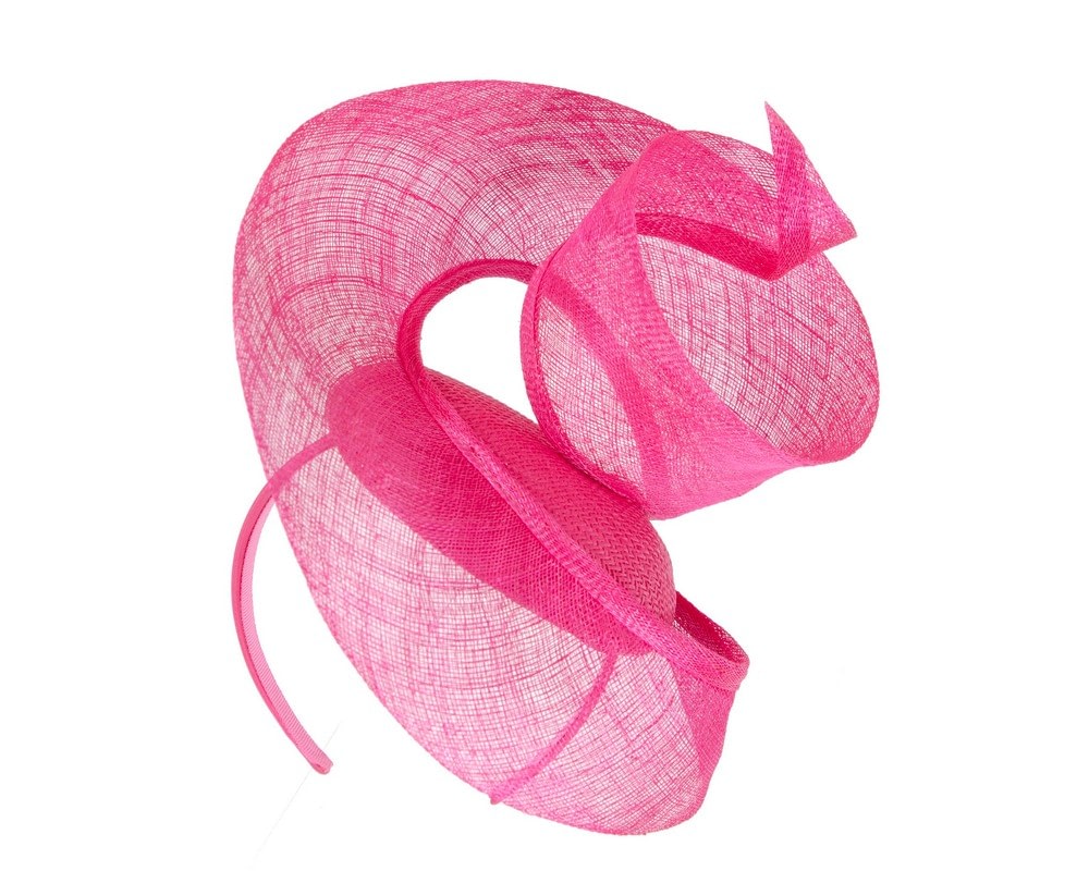 Fascinators Online - Bespoke fuchsia sinamay racing fascinator by Fillies Collection