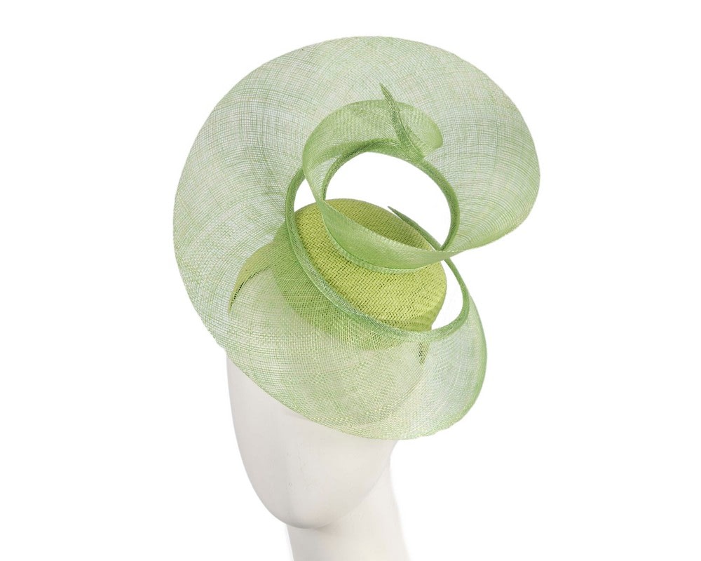 Fascinators Online - Bespoke lime green sinamay racing fascinator by Fillies Collection