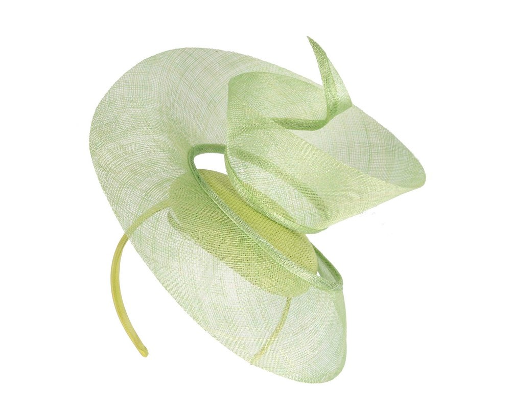 Fascinators Online - Bespoke lime green sinamay racing fascinator by Fillies Collection