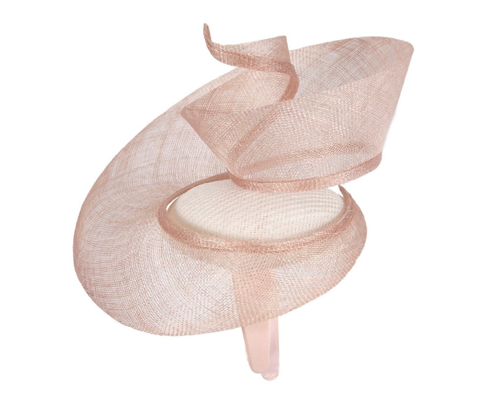 Bespoke white & blush sinamay racing fascinator by Fillies Collection - Fascinators Online Bespoke white & blush sinamay racing fascinator by Fillies Collection - Image 3