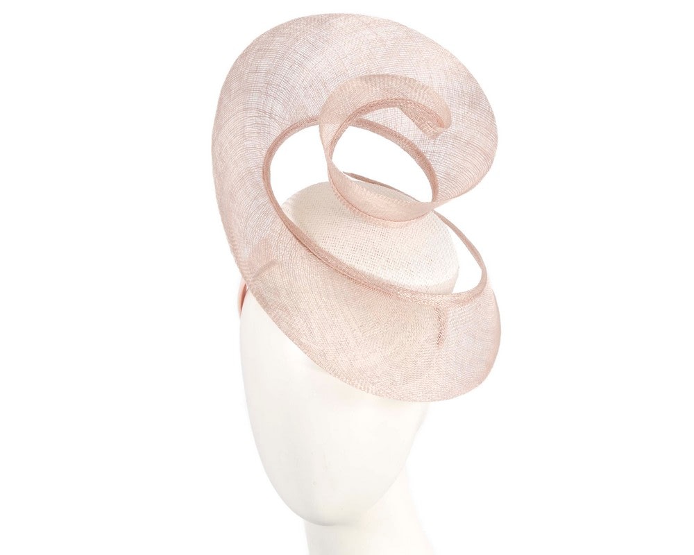 Fascinators Online - Bespoke white & blush sinamay racing fascinator by Fillies Collection