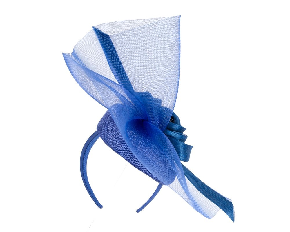 Bespoke royal blue spring racing fascinator by Fillies Collection - Image 6
