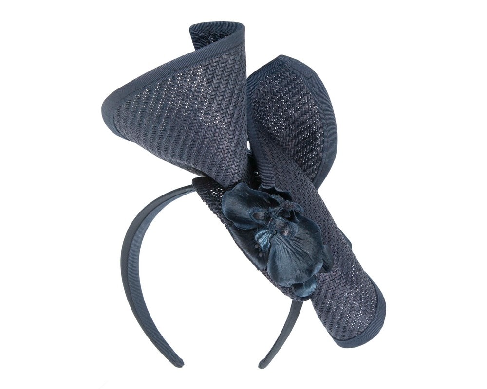 Navy fascinator with orchid by Fillies Collection - Image 6