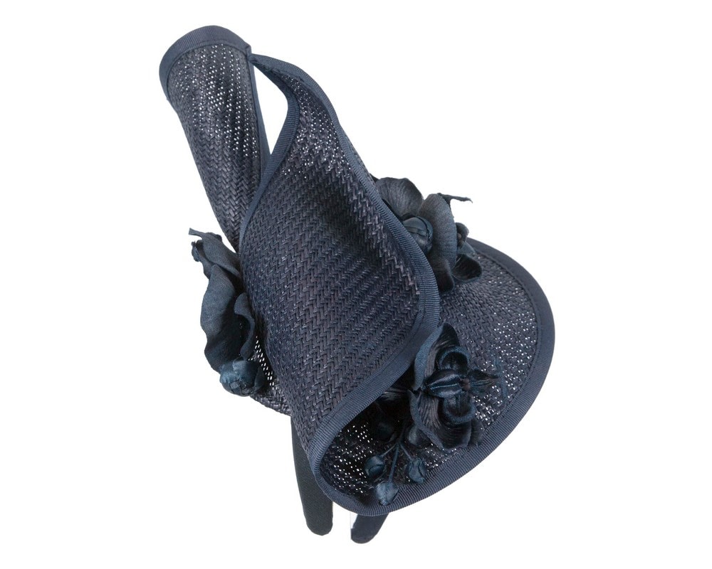 Navy fascinator with orchid by Fillies Collection - Image 4