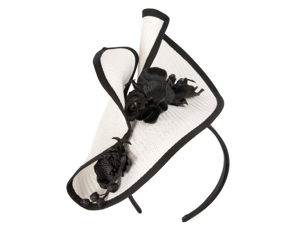 Fascinators Online - White & black fascinator with orchid by Fillies Collection