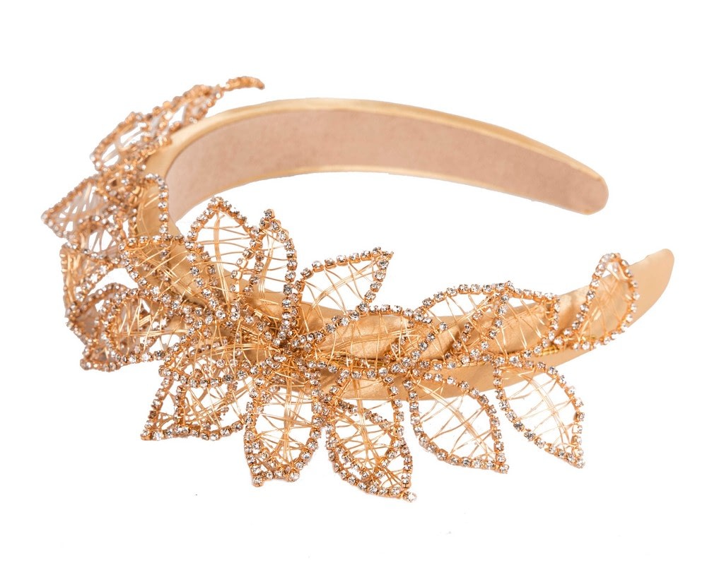 Fascinators Online - Elegant Gold Leaf Fascinator Headband by Fillies Collection
