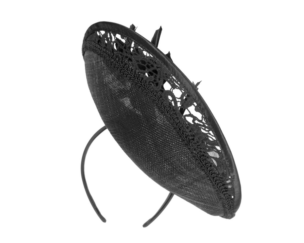 Black sinamay & lace fascinator by Fillies Collection - Image 6
