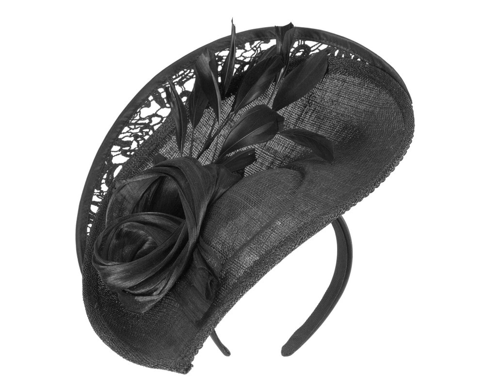 Fascinators Online - Black sinamay & lace fascinator by Fillies Collection