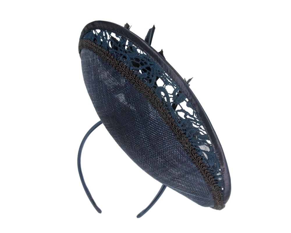 Navy sinamay & lace fascinator by Fillies Collection - Fascinators Online Navy sinamay & lace fascinator by Fillies Collection - Image 6