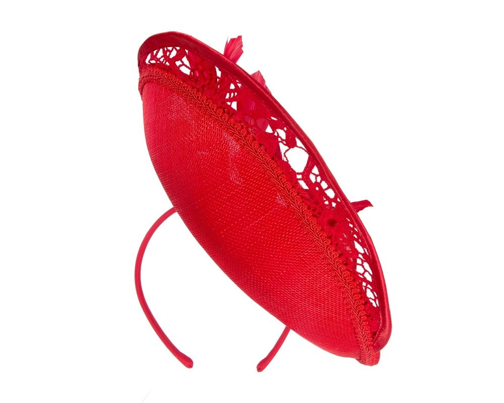 Red sinamay & lace fascinator by Fillies Collection - Image 6