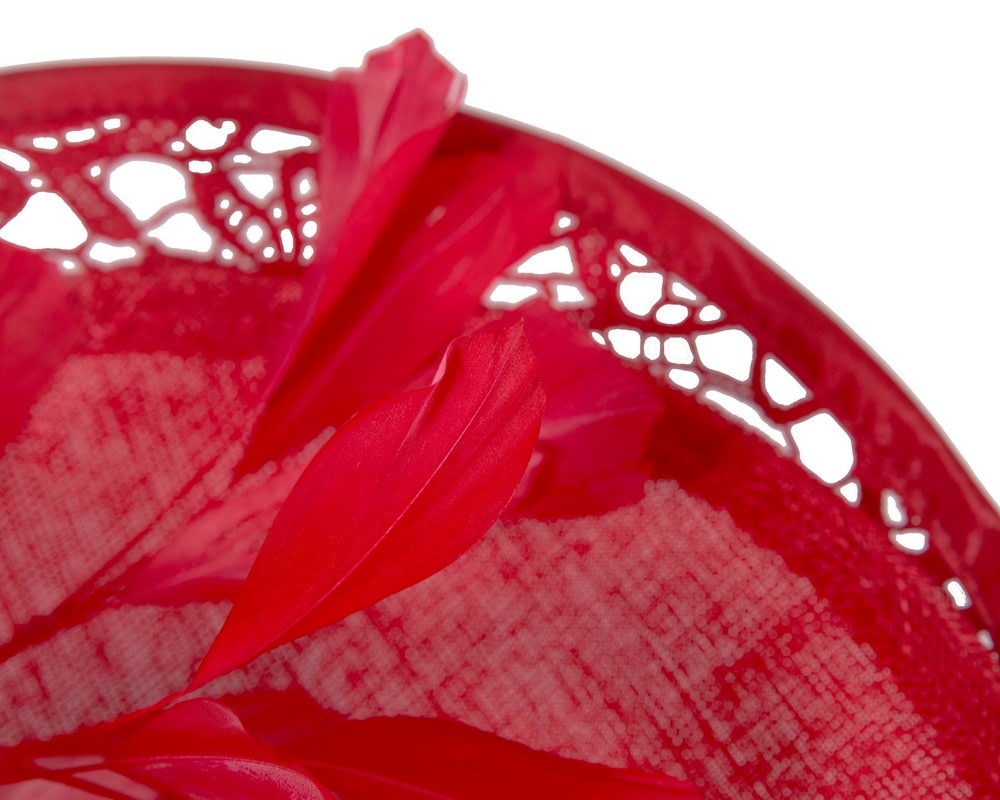 Red sinamay & lace fascinator by Fillies Collection - Image 5