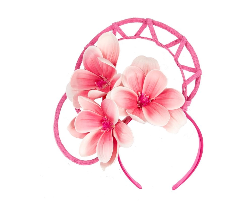Fascinators Online - Exclusive fuchsia flower fascinator by Fillies Collection
