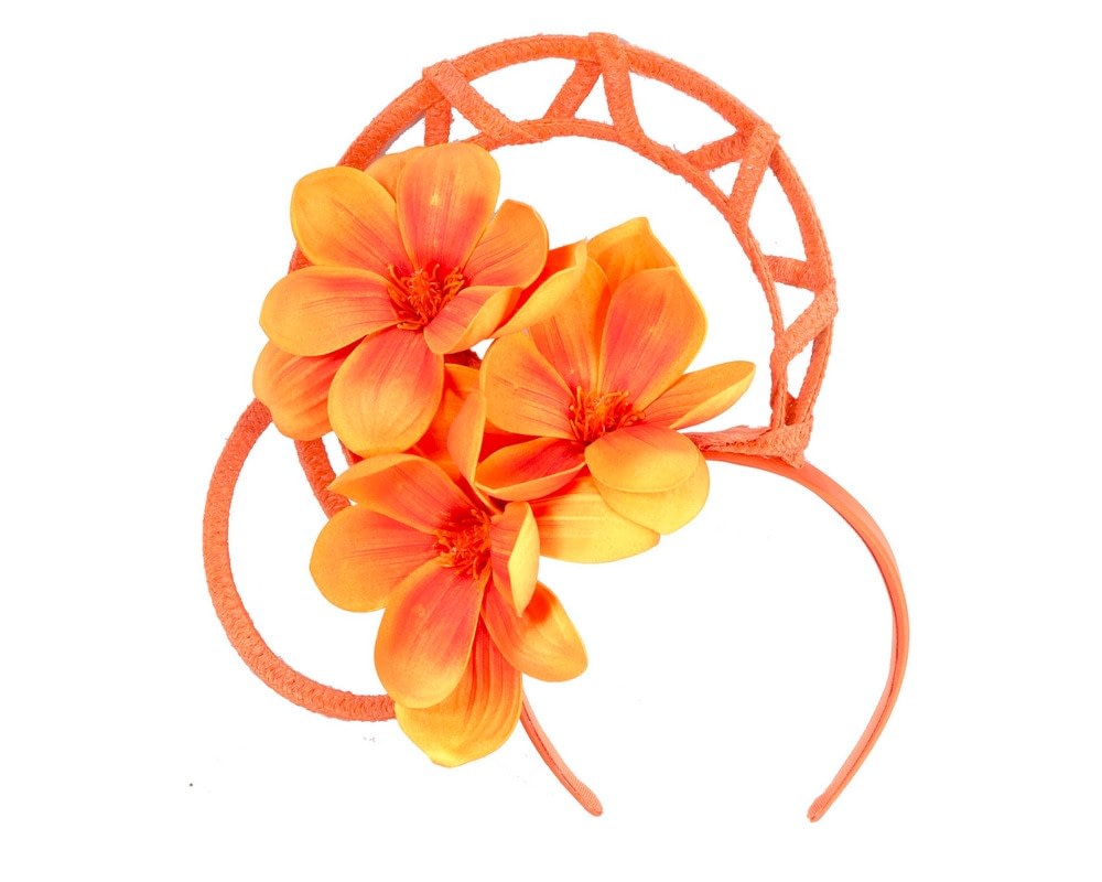 Fascinators Online - Exclusive orange flower fascinator by Fillies Collection