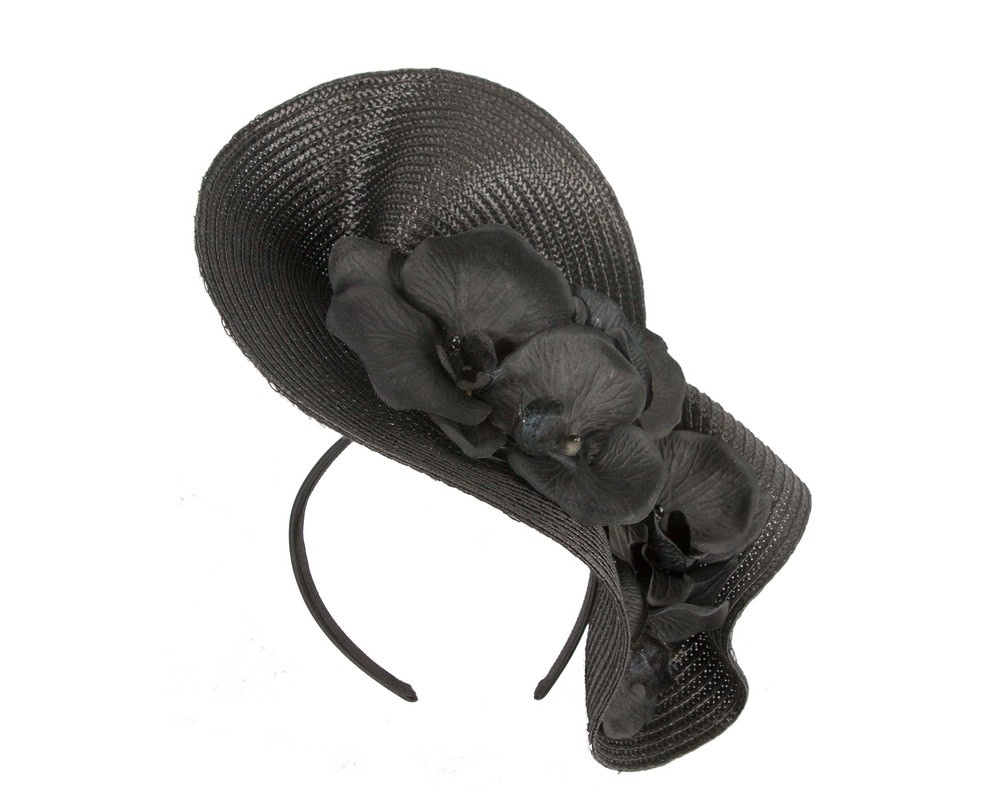 Fascinators Online - Astonishing black fascinator with orchids by Fillies Collection