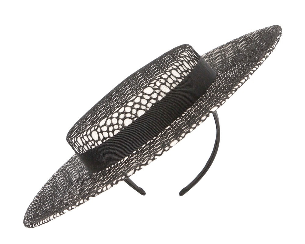 Fascinators Online - Max Alexander White & Black Boater Hat