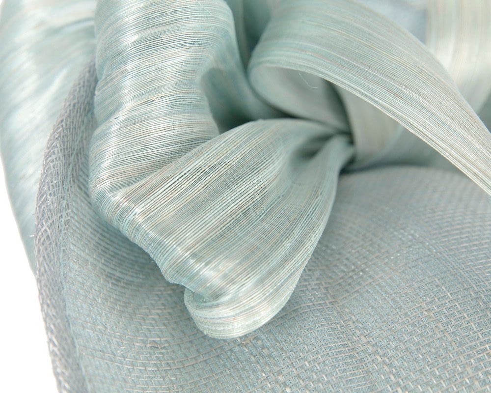 Bespoke light blue sinamay fascinator with bow by Fillies Collection - Fascinators Online Bespoke light blue sinamay fascinator with bow by Fillies Collection - Image 5