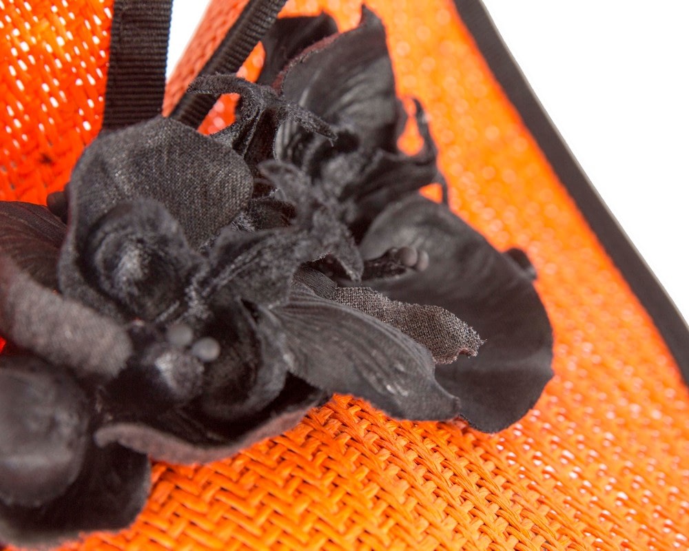Orange & black fascinator with orchid by Fillies Collection - Fascinators Online Orange & black fascinator with orchid by Fillies Collection - Image 5