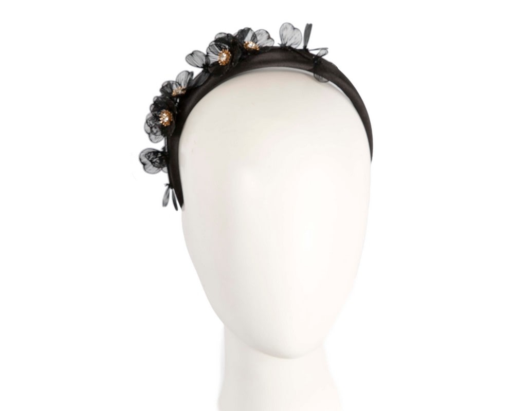 Fascinators Online - Australian Made Black floral fascinator headband