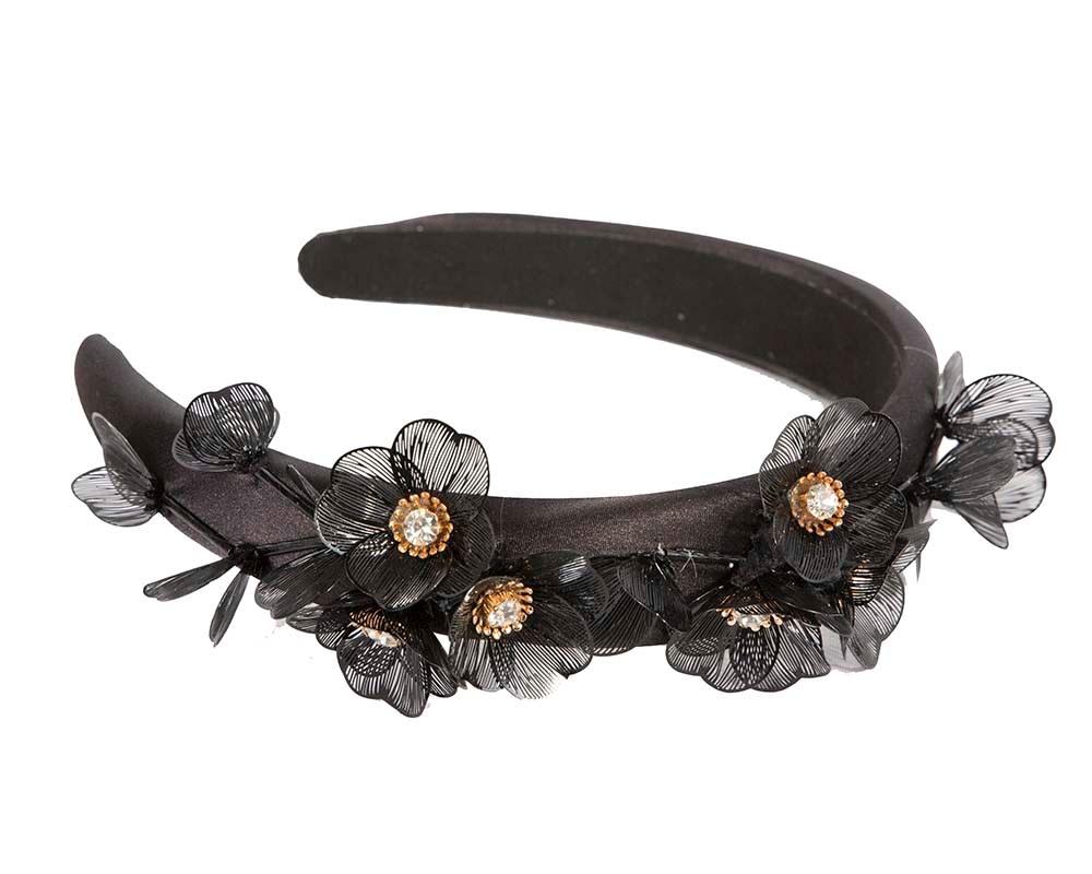 Fascinators Online - Australian Made Black floral fascinator headband