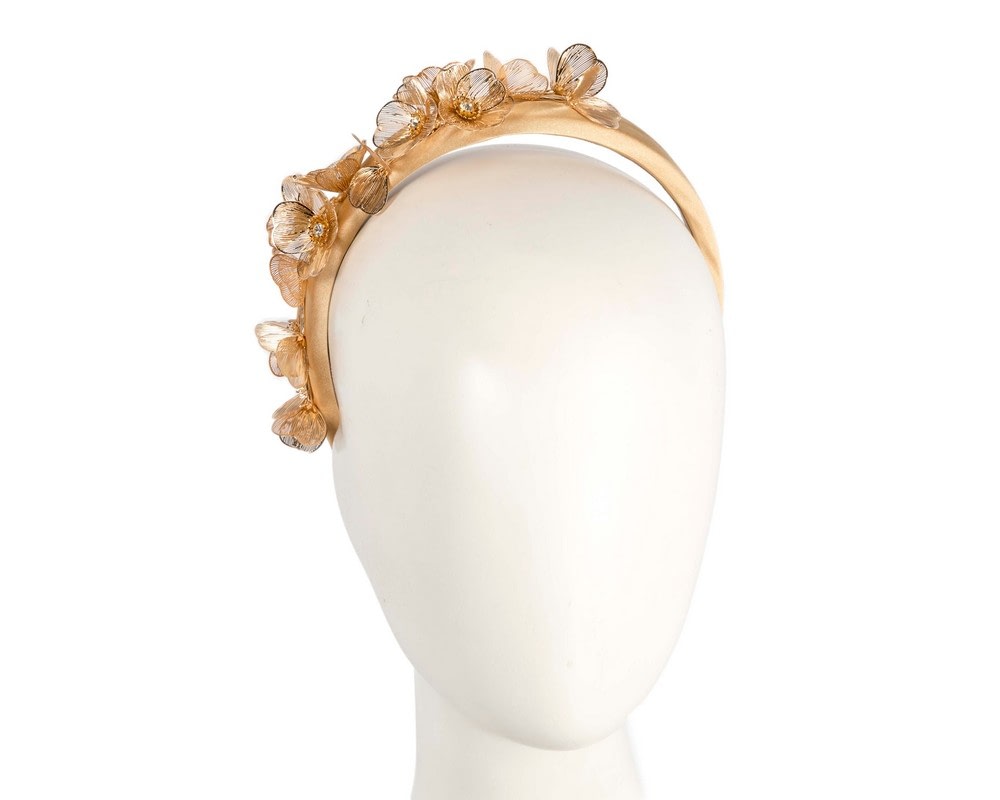 Fascinators Online - Australian Made Gold floral fascinator headband