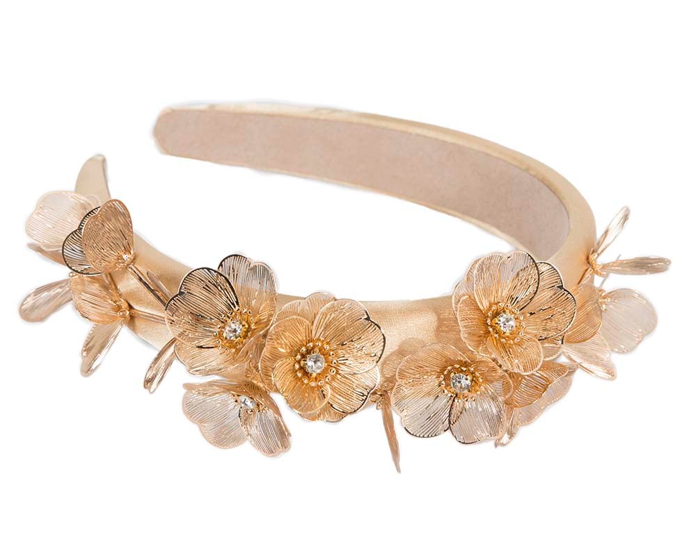 Fascinators Online - Australian Made Gold floral fascinator headband