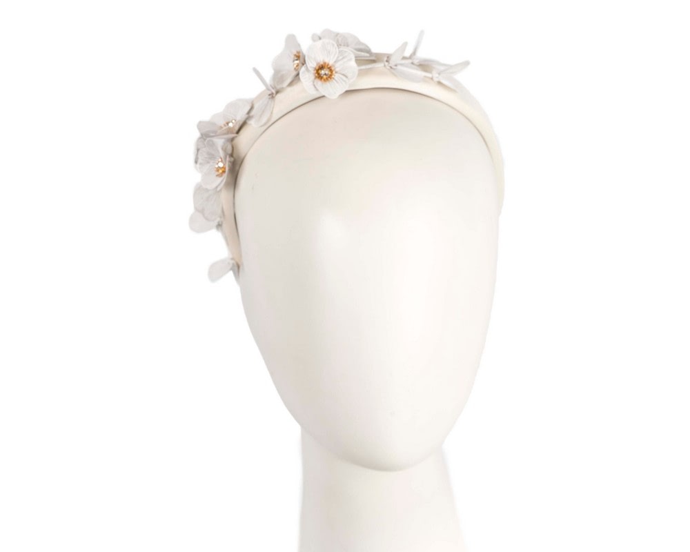 Fascinators Online - Australian Made White floral fascinator headband