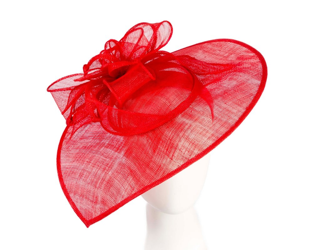 Fascinators Online - Wide brim red sinamay fascinator hat by Max Alexander