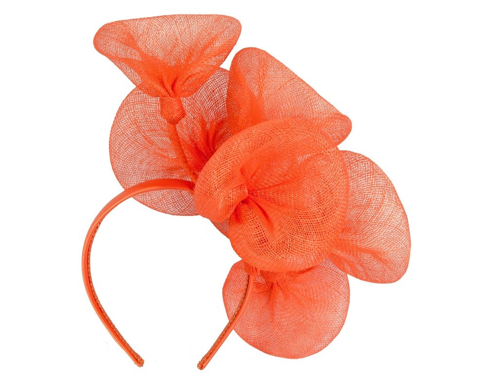 Orange sinamay flower fascinator by Max Alexander - Fascinators Online Orange sinamay flower fascinator by Max Alexander - Image 4