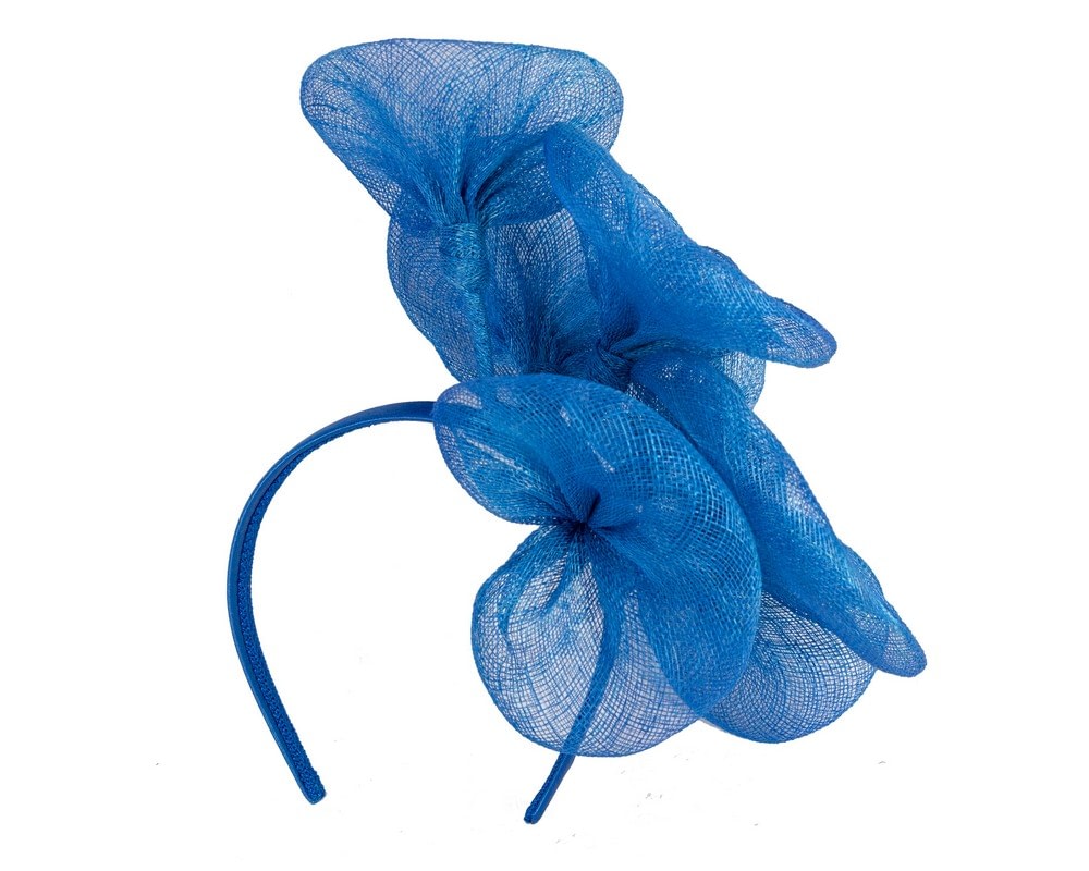 Royal blue sinamay flower fascinator by Max Alexander - Fascinators Online Royal blue sinamay flower fascinator by Max Alexander - Image 4