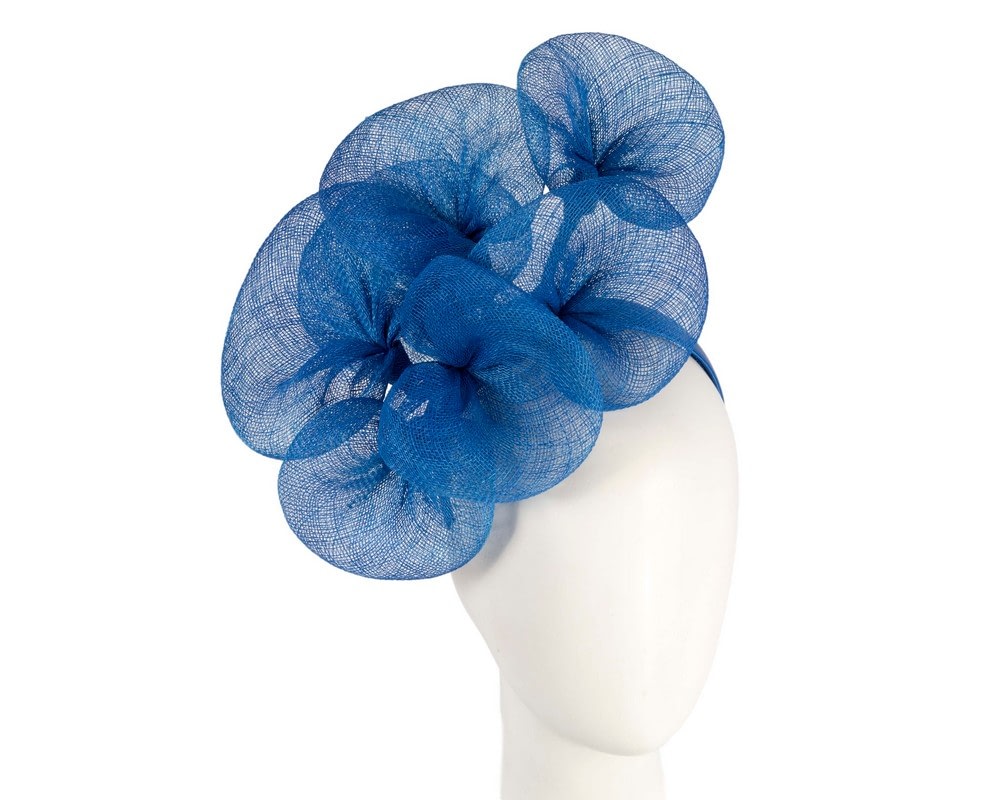 Fascinators Online - Royal blue sinamay flower fascinator by Max Alexander