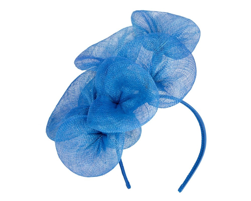 Fascinators Online - Royal blue sinamay flower fascinator by Max Alexander