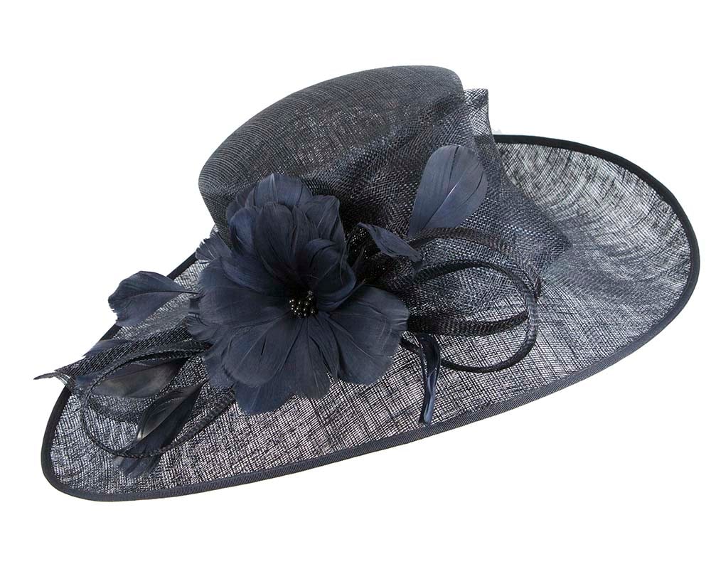 Fascinators Online - Navy sinamay fashion hat by Max Alexander