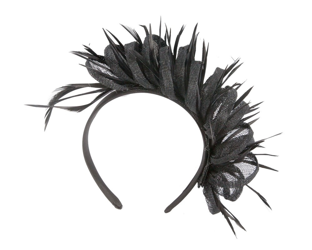 Fascinators Online - Black Feathered Headband by Max Alexander