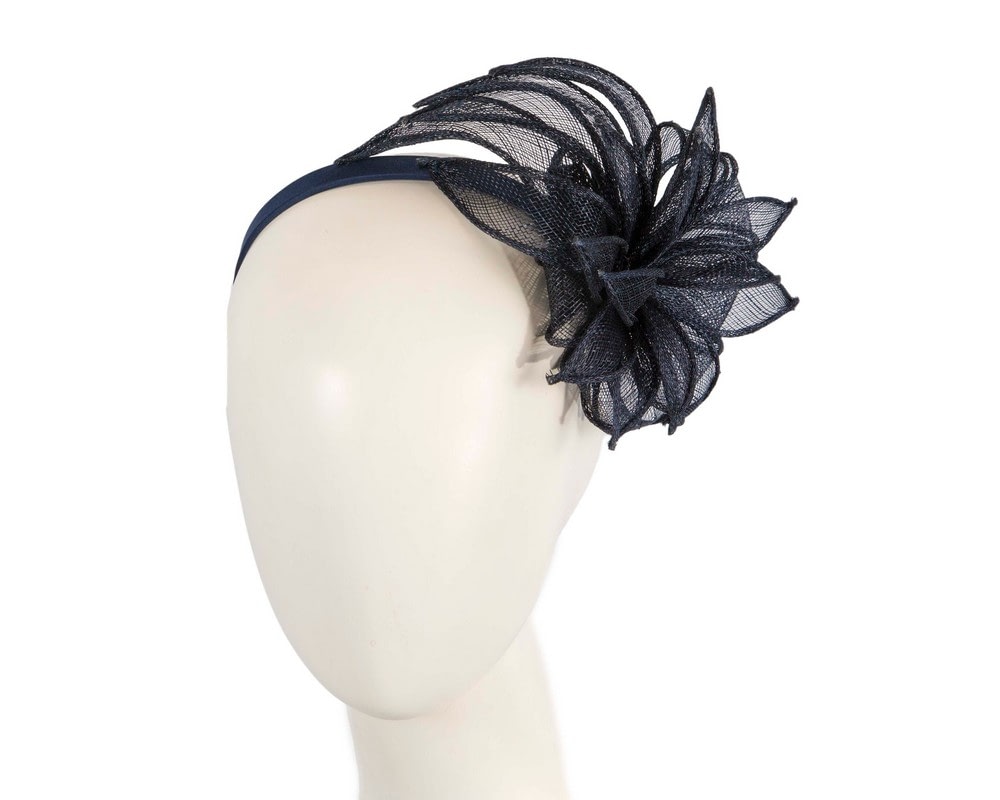Fascinators Online - Max Alexander navy sinamay flower fascinator