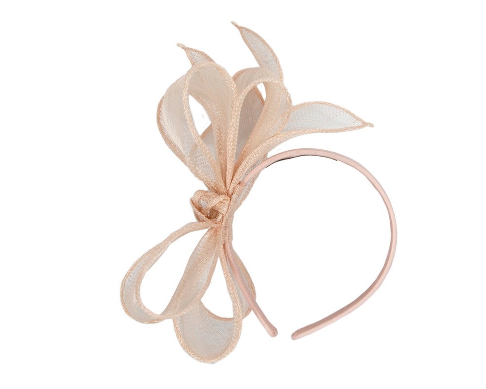 Fascinators Online - Max Alexander Elegant Nude Sinamay Bow Headband