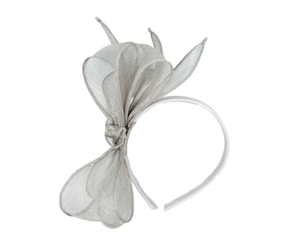 Fascinators Online - Max Alexander Elegant Silver Sinamay Bow Headband