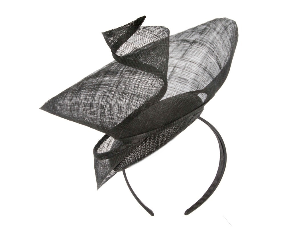 Bespoke black sinamay racing fascinator by Fillies Collection - Fascinators Online Bespoke black sinamay racing fascinator by Fillies Collection - Image 6