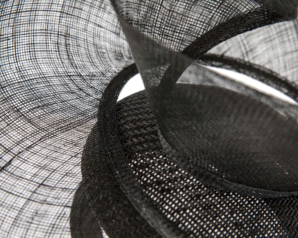 Bespoke black sinamay racing fascinator by Fillies Collection - Fascinators Online Bespoke black sinamay racing fascinator by Fillies Collection - Image 5