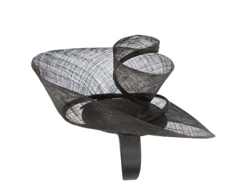Bespoke black sinamay racing fascinator by Fillies Collection - Fascinators Online Bespoke black sinamay racing fascinator by Fillies Collection - Image 4